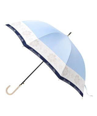 MOONBAT LANVIN en Bleu 【耐風】長傘 サテンプリントフラワー