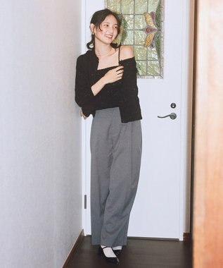 earth music&ecology 【セット2点】SET2点フラワースパンコールカーデ＋ビスチェ Black