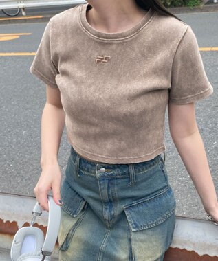 WEGO ヴィンテージウォッシュリブT ブラウン