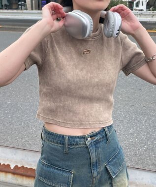 WEGO ヴィンテージウォッシュリブT ブラウン