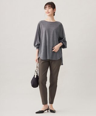 自由区 S 【洗える】ラメシアー トップス チャコール