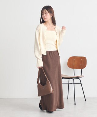 earth music&ecology 【セット2点】SET2点フラワースパンコールカーデ＋ビスチェ Ivory