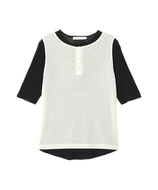 AMERICAN HOLIC 【2点セット】シアーリブヘンリーネックニット＋タンクトップ Black