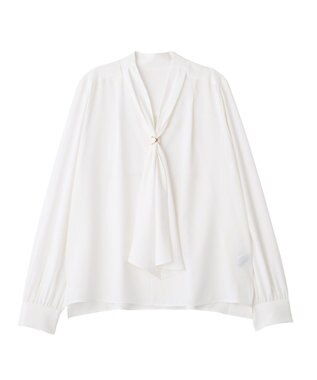 YECCA VECCA スカーフリング付きボウタイブラウス Off White