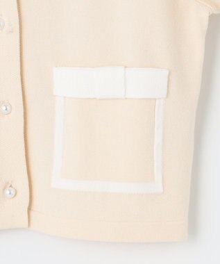 組曲 KIDS 【110-140cm】リボンインターシャニット カーディガン ベージュ系