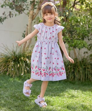 ANY KIDS 【WEB限定柄有】総柄 サマー ワンピース サックスブルー系イチゴ