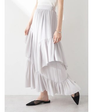 earth music&ecology シアー楊柳アシメティアードスカート Light Gray