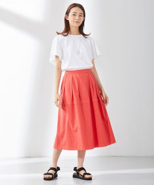 J.PRESS LADIES 【WEB限定カラーあり・洗える】ライトタフタ フレアー スカート オレンジ系