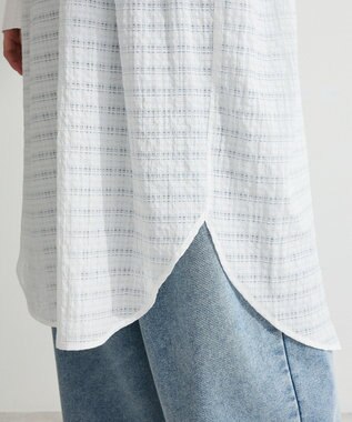 Green Parks シアーチェックシャツワンピース Off White