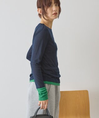 AMERICAN HOLIC 配色シアーレイヤードプルオーバー Green