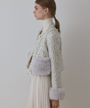 GRACE CONTINENTAL ツイードコンビジャケット キナリ