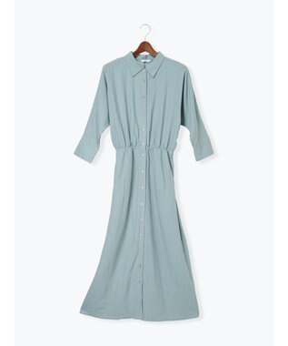 Te chichi レーヨンリネン共ベルトシャツワンピース グリーン