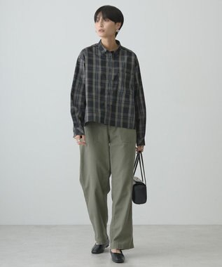 AMERICAN HOLIC イージーケアショート丈チェックシャツ Black