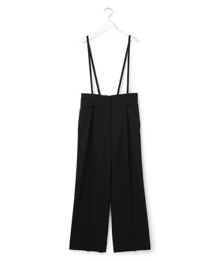 ICB L 【先行予約】ウール2WAYストレッチ サスペンダー付きワイドストレートパンツ ブラック