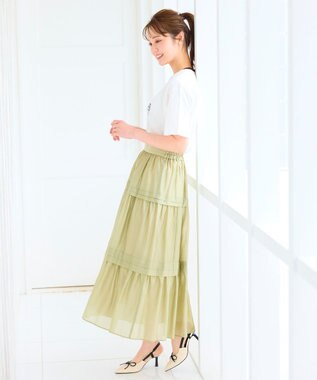 Feroux 【洗える】リボン刺繍 Tシャツ ホワイト系