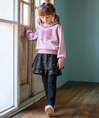 ANY KIDS パール×デニムニットスカッツ ブラック