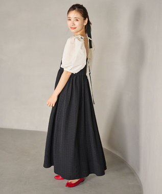 #Newans ボリュームチェックキャミワンピ ブラックチェック