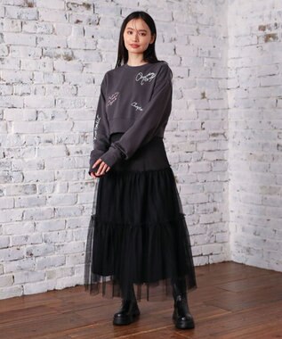 Green Parks ・ＥＬＥＮＣＡＲＥ　ＤＵＥ　ロゴ刺繍ショートスウェッ Charcoal Gray