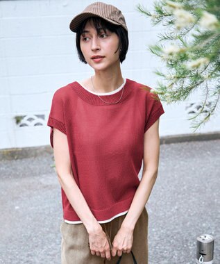 ANY L ラミータッチフレンチスリーブニット