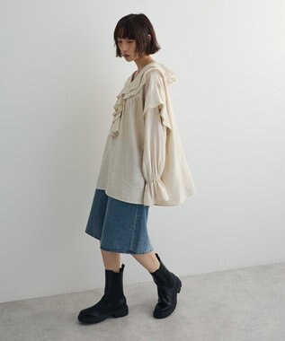 Green Parks ビッグカラーフリルブラウス Off White