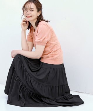 Tiaclasse 【洗える】ティアードフレアスカート ブラック