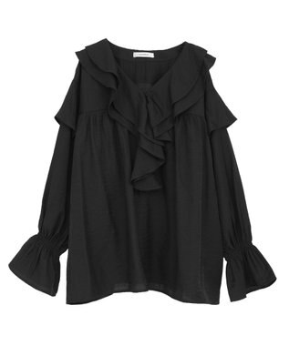 Green Parks ビッグカラーフリルブラウス Black