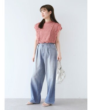 Green Parks ・Ｐｅｔｉｔ　Ｆｌｅｕｒ　フレンチレーシ－ブラウス Pink