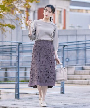 Tiaclasse L 【ダブルストレッチ】【洗える】タックパフ袖ブラウス グレー