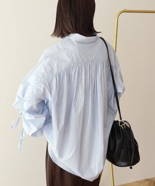 AMERICAN HOLIC 【イージーケア】バックギャザーリボンシャツ Sax