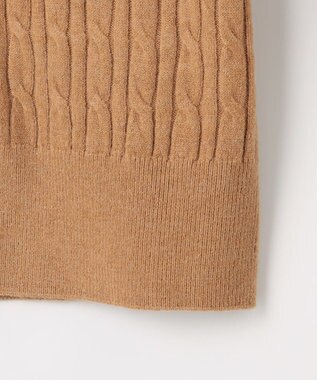 Feroux ケーブル編み×リボン刺繍 ニット カーディガン キャメル系