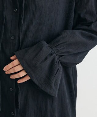 CRAFT STANDARD BOUTIQUE 衿ギャザーシャツブラウス Black