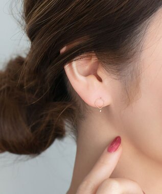  【K10】ペンデュラムダイヤモンドピアス　クリア