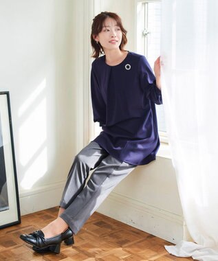 Tiaclasse 【小倉優子さん着用・洗える】カラーテーパードパンツ チャコールグレー