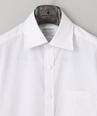 GOTAIRIKU 【形態安定】PREMIUMPLEATS_セミワイドカラー 通年ドレスシャツ（ストライプ） ライトグレーストライプ
