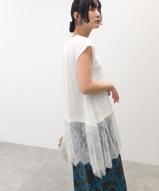 Green Parks 裾レースイレヘムフレンチＴシャツ White