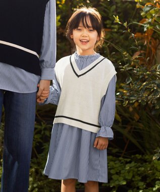 ANY KIDS ニットベスト × ワンピース セット オフ×ストライプ