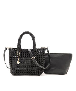 MioFIRANO ブレイドメッシュバッグ＆ポーチセット 2WAY チャーム付き　FIRANO フィラノ BLACK