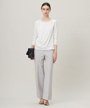 ICB L 【洗える】 PlaXフィラメントジャージー ドレープカットソー オフホワイト系