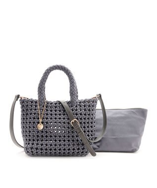 MioFIRANO ブレイドメッシュバッグ＆ポーチセット 2WAY チャーム付き　FIRANO フィラノ GRAY