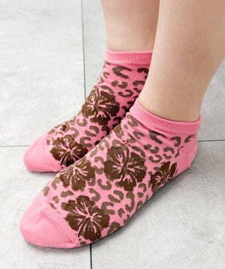 WEGO ハイビスカス柄ショートソックス ピンク