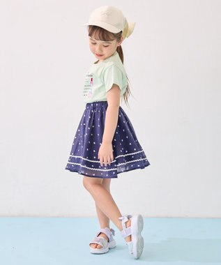 ANY KIDS ネコ×ドット スカート ネイビー