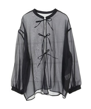 earth music&ecology シアーリボンシャツ Black