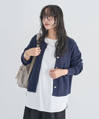 Green Parks アンチピリング金ボタンニットカーディガン Navy