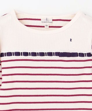 組曲 KIDS 【110-140㎝】レースボーダー トップス ラズベリー系1