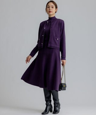 組曲 リブハイネック  ニット パープル系