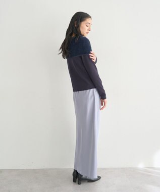 YECCA VECCA ファーMIXオフショルニット Navy