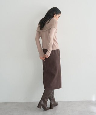 YECCA VECCA ファーMIXオフショルニット Beige