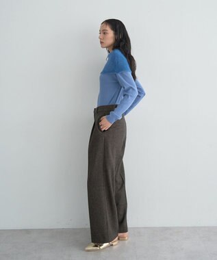 YECCA VECCA ファーMIXオフショルニット Blue