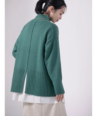 Green Parks 洗える　バックスリットニットプルオーバー Green