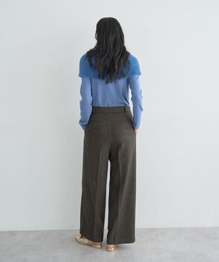 YECCA VECCA ファーMIXオフショルニット Blue